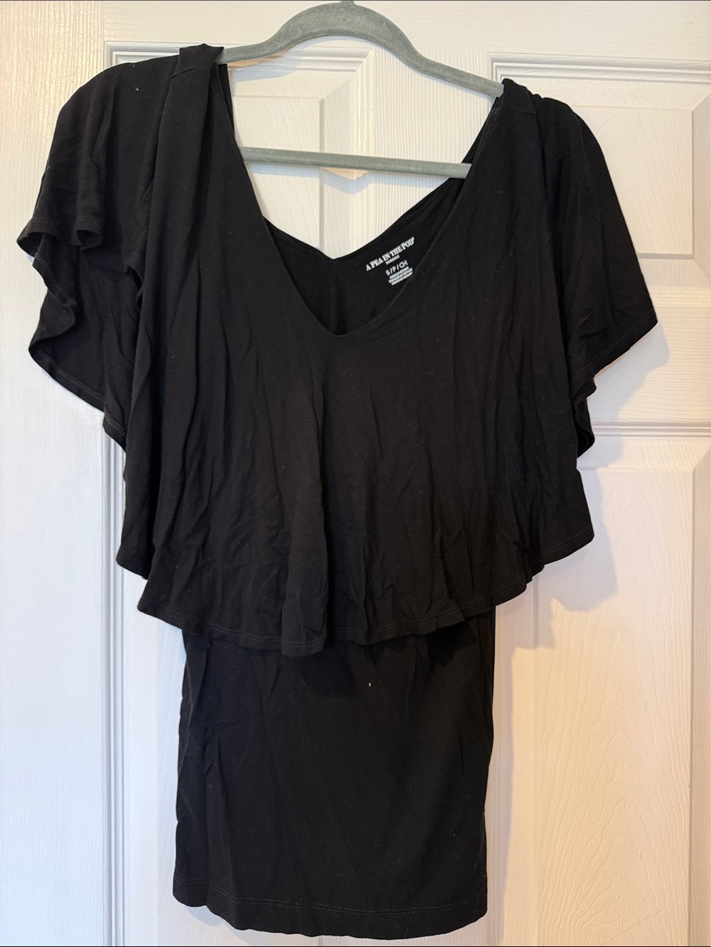 A Pea in the Pod Black Flutter Sleeve Maternity Tunic